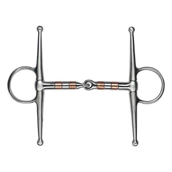 FEELING Satin finish stainless steel eggbutt snaffle with full cheeks, with rollers