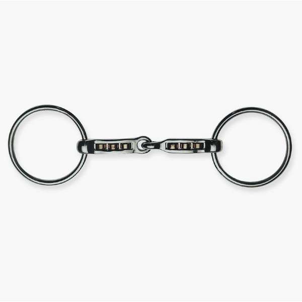 Loose ring snaffle Mac-Genis, single jointed, copper rollers