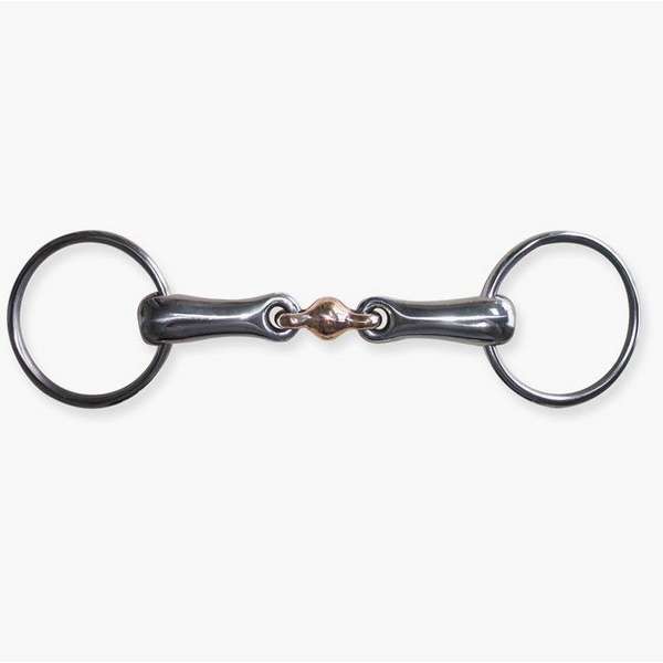 Loose ring snaffle, double jointed, copper link