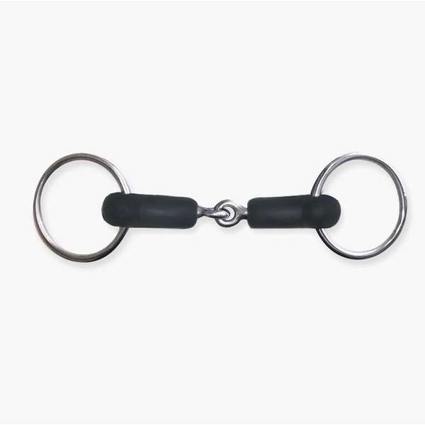 Loose ring snaffle, single jointed, with rubber