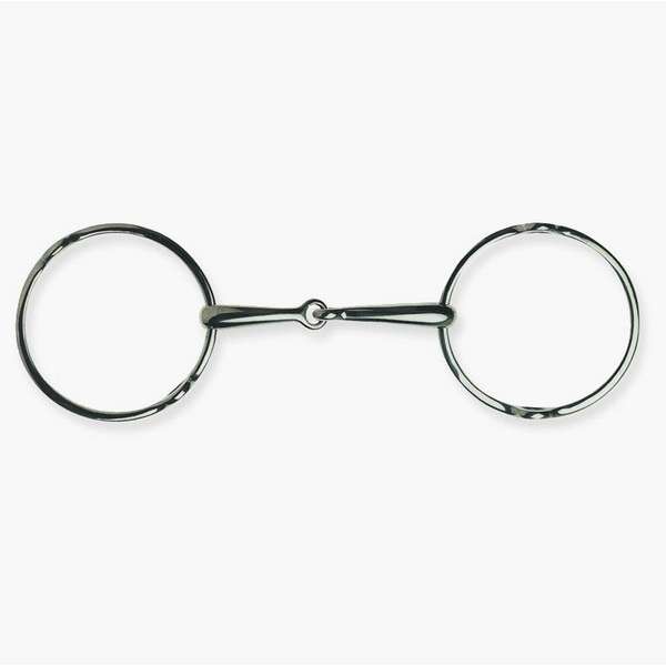 Loose ring English gag, single jointed, big rings