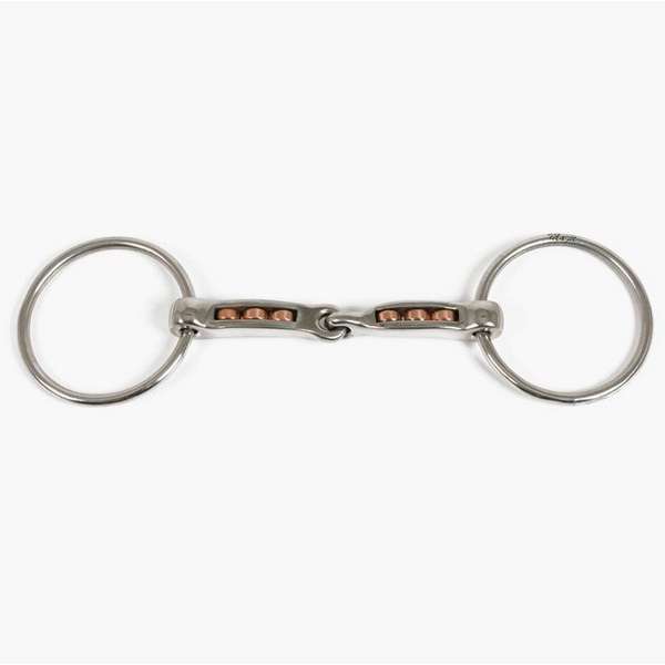 Magic System loose ring snaffle, single jointed, copper rollers