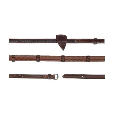 1/2" Rubber Reins with 7 leather loops and plaited finish
