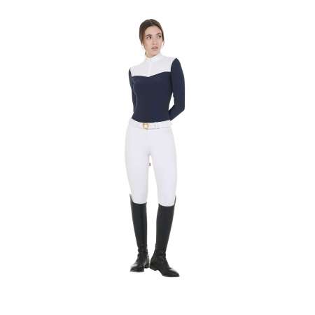 Equestro Women's competition polo shirt in technical and mesh fabric