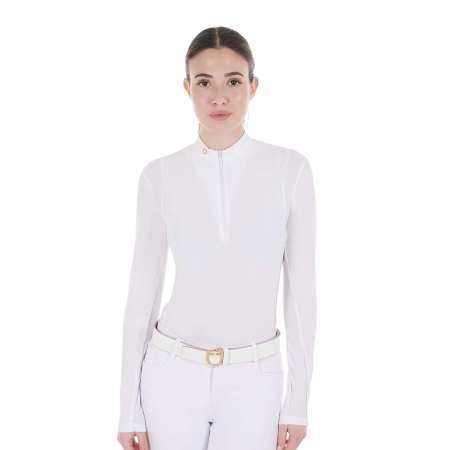 Equestro Women's competition polo shirt with mesh inserts