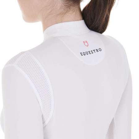 Equestro Women's competition polo shirt with mesh inserts