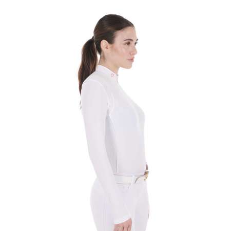 Equestro Women's competition polo shirt with mesh inserts
