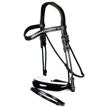 Patent Large Crank Noseband Bridle With White Padding And Flash