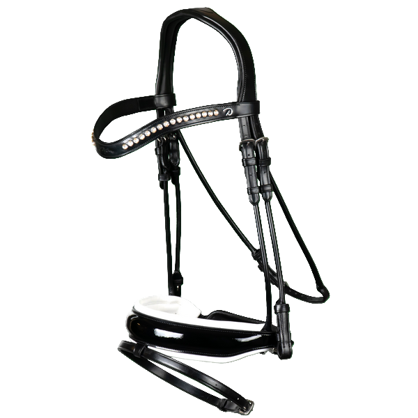 Patent Large Crank Noseband Bridle With White Padding And Flash