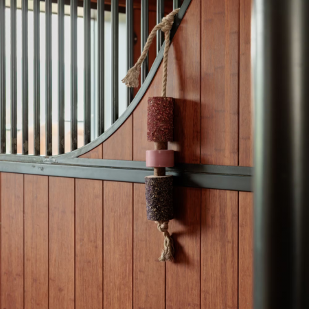 Jouet en bois relaxant pour cheval avec pierre à sel