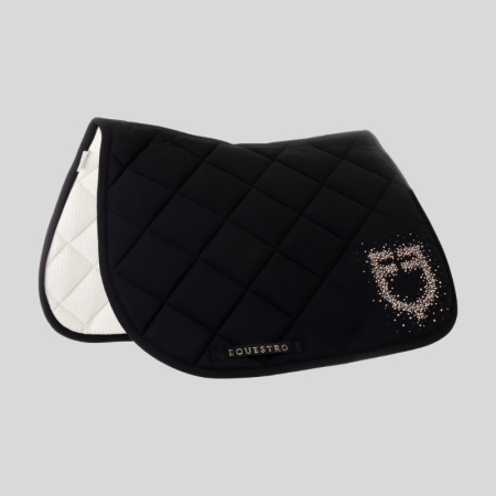 Jumping saddle pad with rhinestone logo
