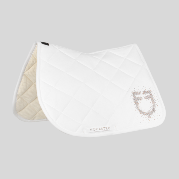 Jumping saddle pad with rhinestone logo