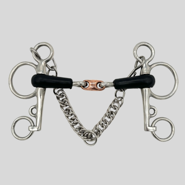 Pelham Bit with Rubber Mouthpiece and Copper French Link