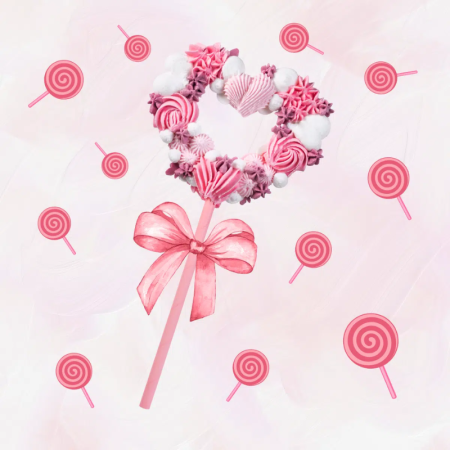 Heart-shaped meringue lollipop