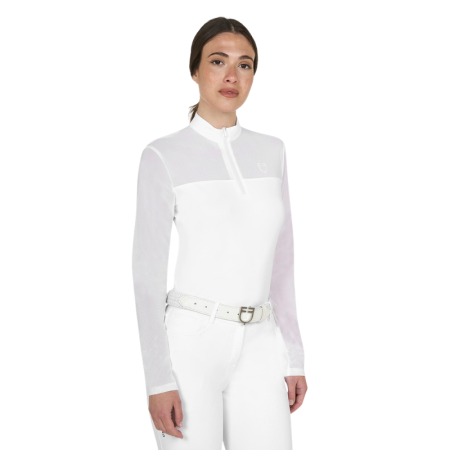 Polo concours femme manches longues avec inserts en micro mesh