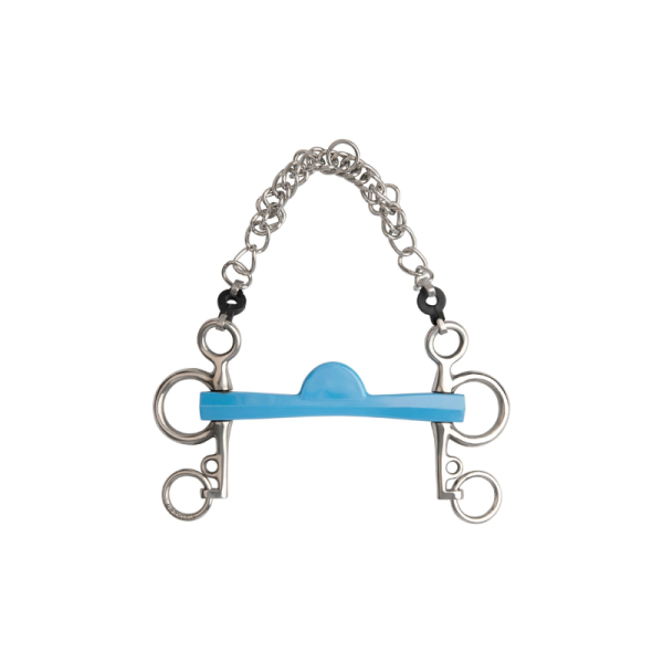 Pelham with flexible Flexi mouthpiece, port, and 5 cm cheeks