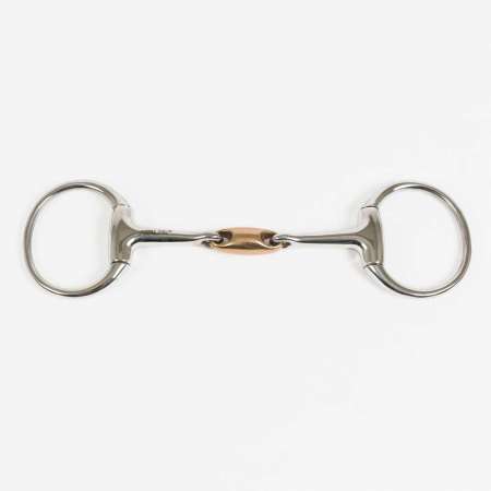 Eggbutt snaffle, double jointed, copper link