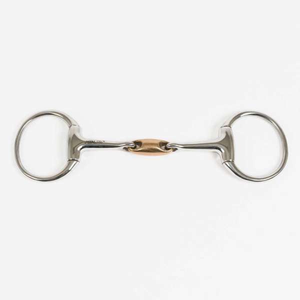 Eggbutt snaffle, double jointed, copper link