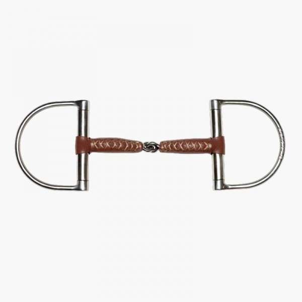 D-ring snaffle, single jointed, Pinchless, with leather