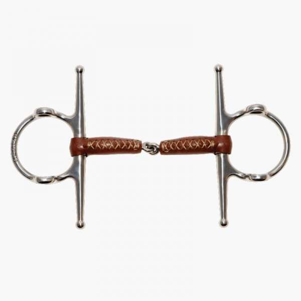 Full cheek English gag, single jointed, Pinchless, with leather