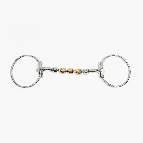 Loose ring snaffle, rotating copper rollers