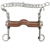 Leather-Covered Swivel Flat Pelham Bit with Short Shanks