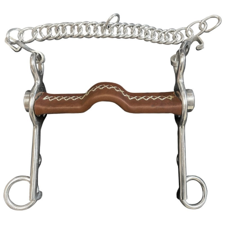 Mors Pelham plat inclinable recouvert de cuir
