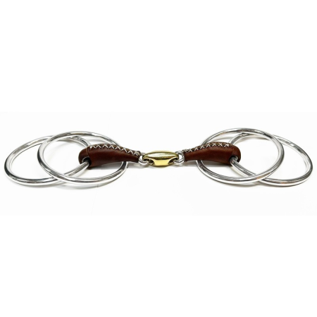 Mors 4 anneaux double brisure recouvert de cuir