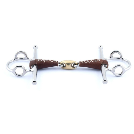 Mors releveur à aiguilles et double brisure recouvert de cuir