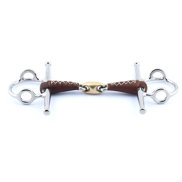 Mors releveur à aiguilles et double brisure recouvert de cuir