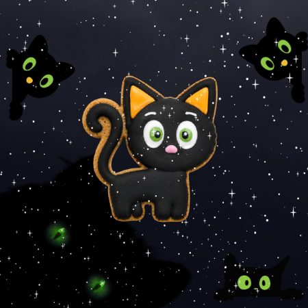 BLACK CAT Iced Cookie - Halloween Collection
