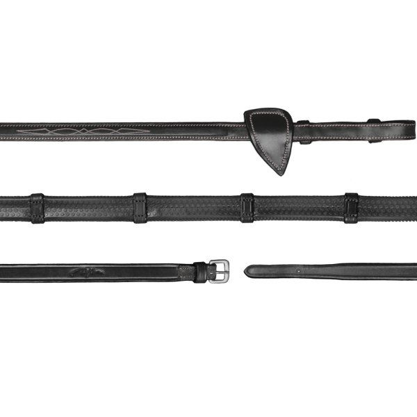 1/2" Rubber Reins With 7 Leather Loops