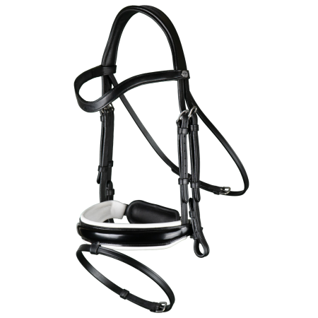 Dy'on Working Patent Large Crank Noseband Bridle With White Padding And Flash