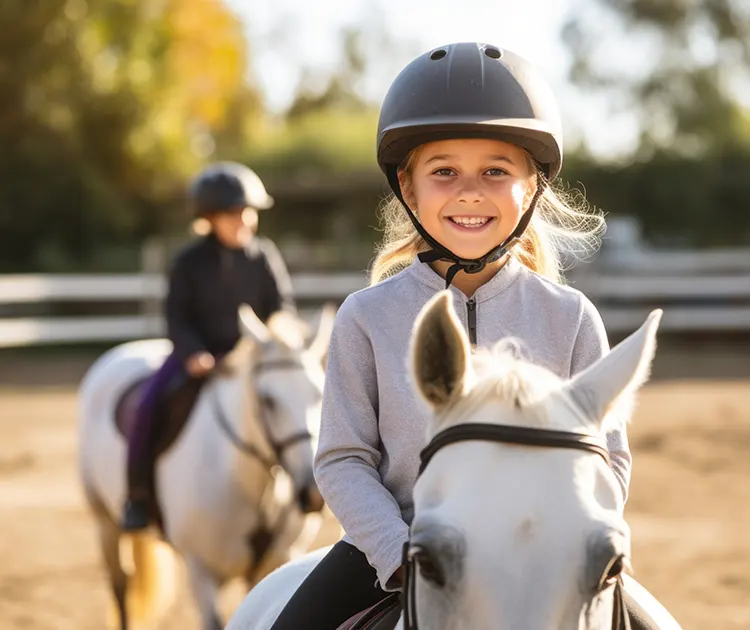 2 enfants à cheval